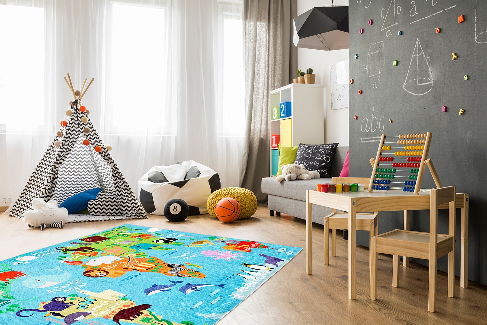 Tapis pour bébé multicolore plat World