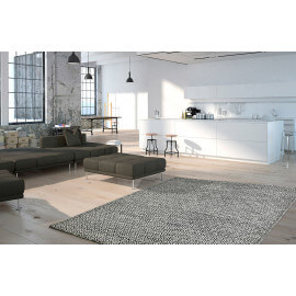 Tapis scandinave en laine géométrique à poils court graphite Mandoor