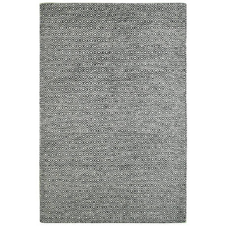 Tapis scandinave en laine géométrique à poils court graphite Mandoor