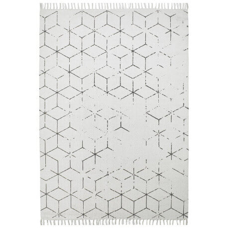 Tapis géométrique vintage plat gris Thor