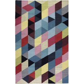 Tapis géométrique multicolore en coton Rainbow Triangle Kelim