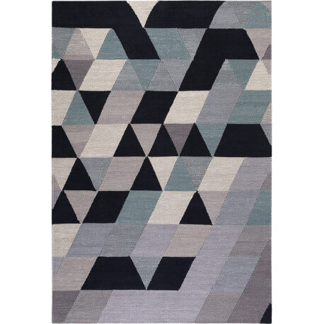 Tapis en coton gris géométrique Triango Kelim Esprit Home