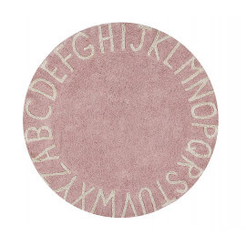 Tapis rond enfant rose lavable en machine Round ABC Lorena Canals