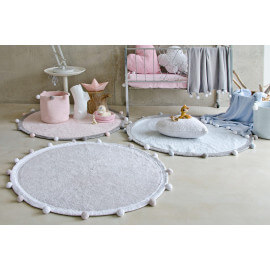 Tapis chambre enfant rond rose Bubbly Lorena Canals