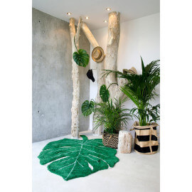 Tapis en forme de feuille vert pour salon Monstera Lorena Canals