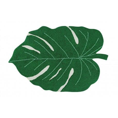 Tapis en forme de feuille vert pour salon Monstera Lorena Canals