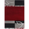 Tapis noir et rouge moderne à courtes mèches Atsina