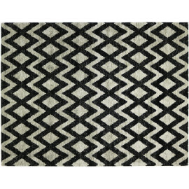 Tapis géométrique plat rectangle beige et noir Rombina