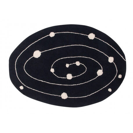 Tapis enfant noir et blanc lavable en machine Milky Way Lorena Canals