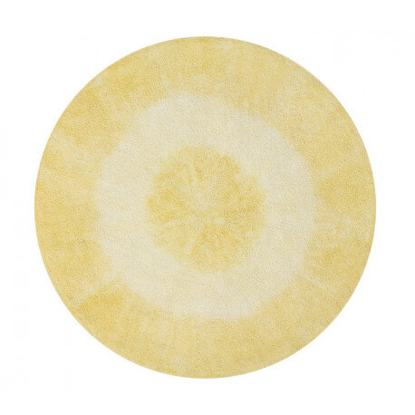 Tapis rond pour enfant lavable en machine jaune Tie-Dye Lorena Canals