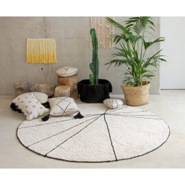 Tapis géométrique rond beige Trace Lorena Canals