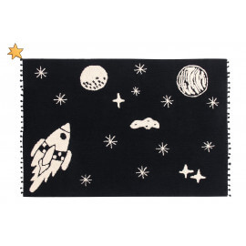 Tapis enfant lavable en machine noir et blanc Universe Lorena Canals