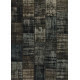 Tapis kilim en laine et coton recyclé style vintage noir Up-Cycle Angelo