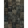 Tapis kilim en laine et coton recyclé style vintage noir Up-Cycle Angelo