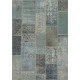 Tapis kilim en laine et coton recyclé style vintage bleu Up-Cycle Angelo