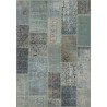 Tapis kilim en laine et coton recyclé style vintage bleu Up-Cycle Angelo