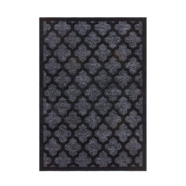 Tapis en polypropylène brillant noir baroque Melyna