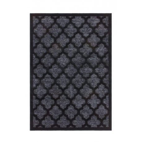 Tapis en polypropylène brillant noir baroque Melyna