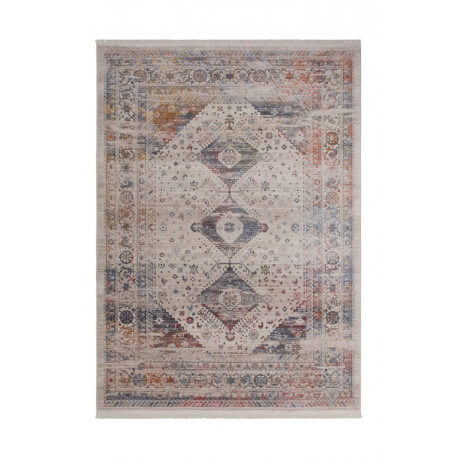 Tapis polyester vintage avec franges multicolore Remix