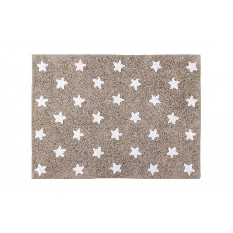 Tapis enfant beige lavable en machine Stars Lorena Canals