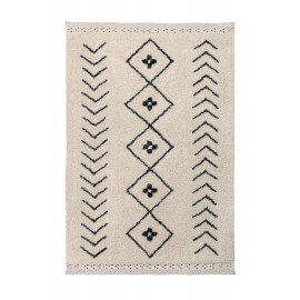 Tapis ethnique en coton fait main beige Bereber Rhombs Lorena Canals