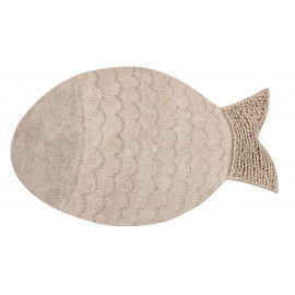 Tapis en forme de poisson lavable en machine beige Big Fish Lorena Canals