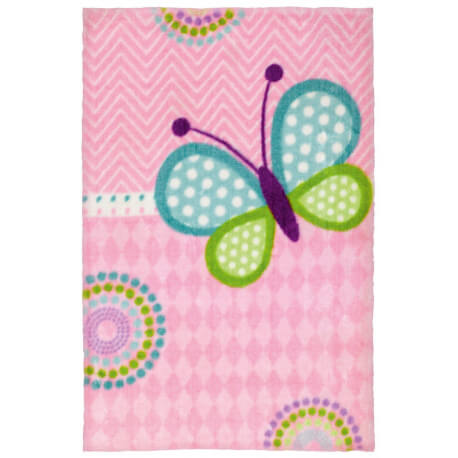 Tapis pour chambre de fille doux multicolore Butterfly