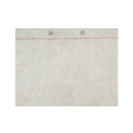 Tapis chambre enfant beige lavable en machine Notebook Lorena Canals