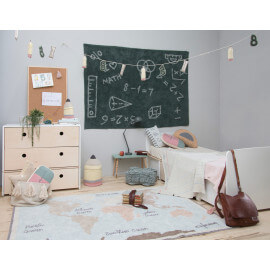 Tapis enfant coloré à courtes mèches Vintage Map Lorena Canals