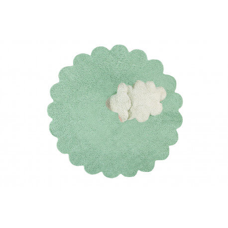 Tapis avec coussin pour enfant vert Puffy Sheep Lorena Canals