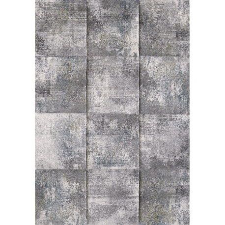 Tapis géométrique rayé intérieur gris Coza