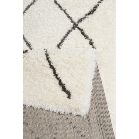 Tapis blanc et anthracite ethnique à longues mèches Afella Wecon Home