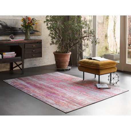 Xfrog Tapis Vintage Lavable En Machine 120x170 Cm - Antidérapant Floral Rose Pâle Pour Salon Et Cuisine