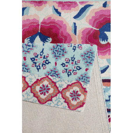 Tapis floral en laine multicolore Pink Poppy