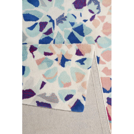 Tapis en laine bleu marine floral Kaleidoscopes