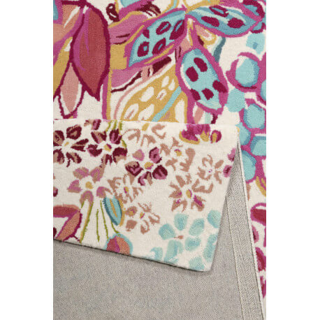 Tapis multicolore en laine floral Splash Bouquet