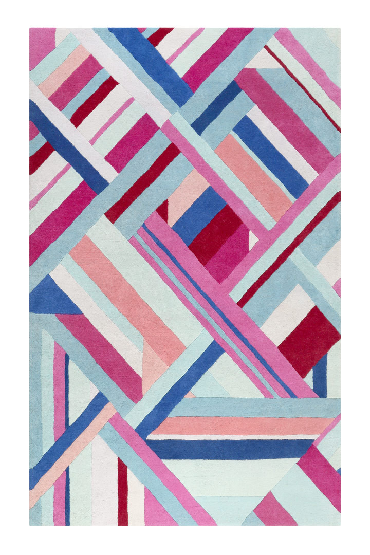 Tapis multicolore graphique en laine Linear