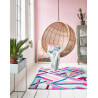 Tapis multicolore graphique en laine Linear