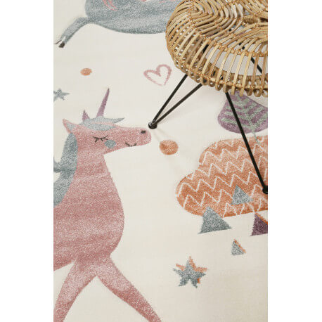 Tapis enfant blanc en polypropylène Sunny Unicorn