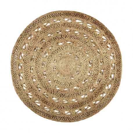 Tapis rond plat brun en jute Crochet Nature Esprit Home