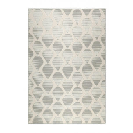 Tapis beige et bleu en laine plat design Rainns Kelim