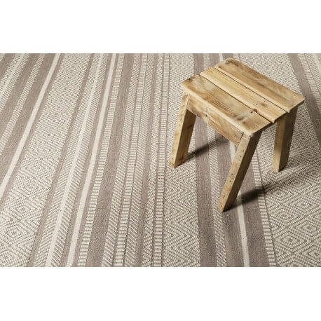 Tapis rayé sable et taupe pour salon plat Hudson Kelim Esprit Home