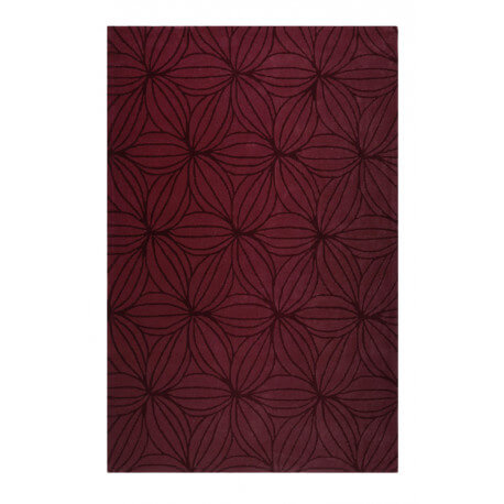 Tapis rouge floral en laine de N-Z design Oria Esprit Home