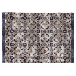 Tapis multicolore carreaux de ciments plat en coton Agatha