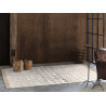 Tapis moutarde et beige carreaux de ciments plat coton Agnes