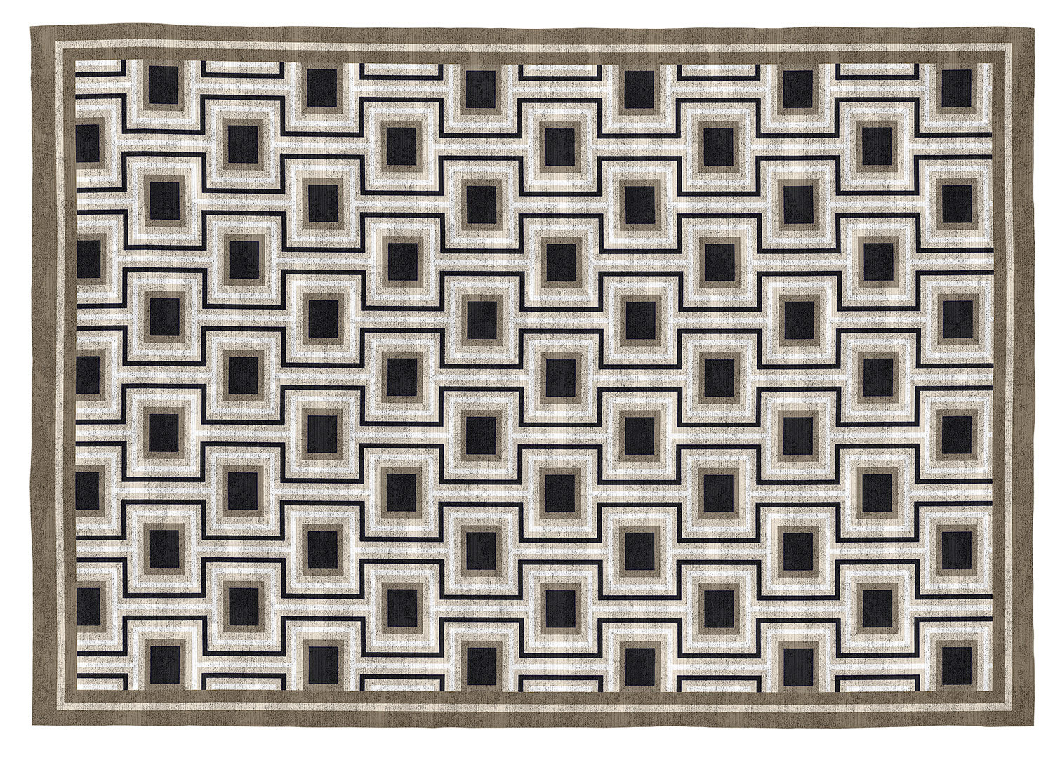 Tapis LEANDRO , géométrique noir blanc