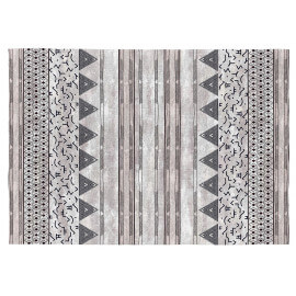 Tapis plat ethnique gris en coton Everest