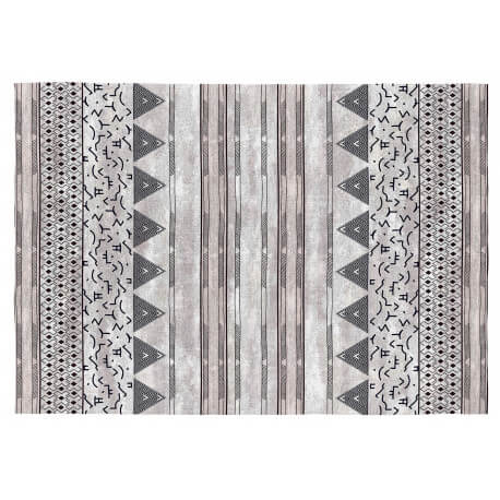 Tapis plat ethnique gris en coton Everest