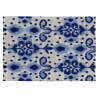 Tapis bleu plat pour intérieur ethnique Frida