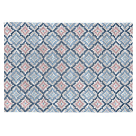 Tapis bleu design pour salon plat Hansel